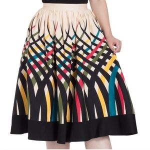 Voodoo Vixen Border Print Flare Skirt